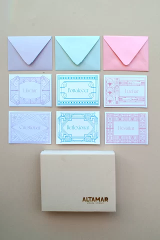 Set 12 tarjetas y sobres Caribbean Deco